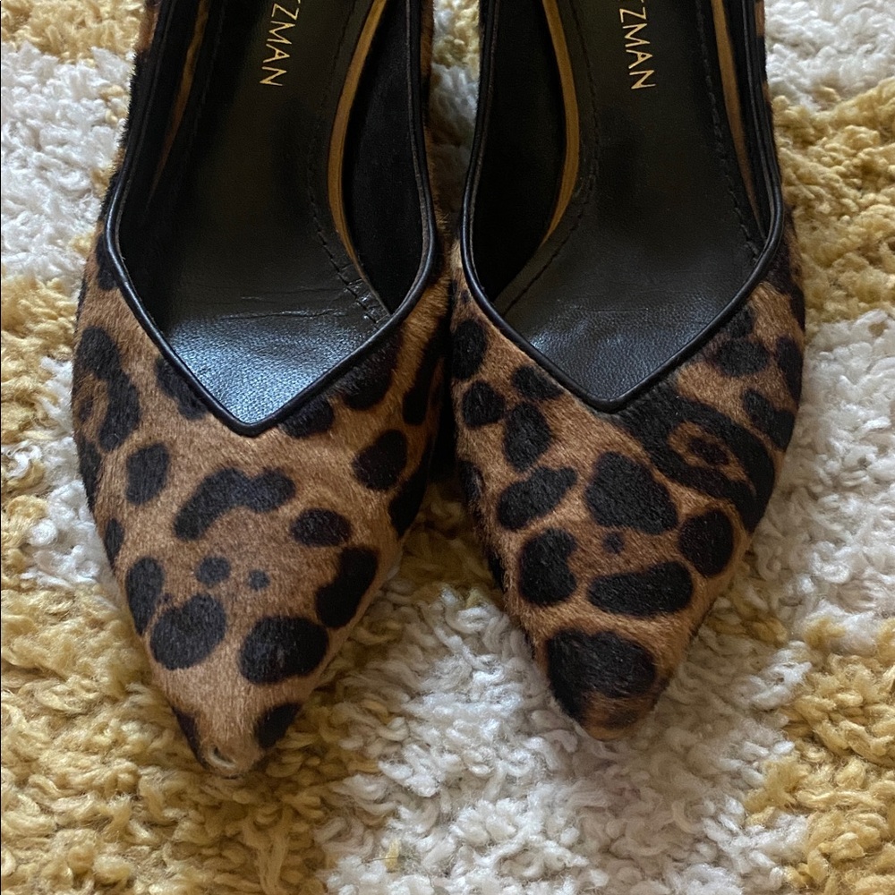 Stuart Weitzman EveryDay Calf Hair Leopard Print Block Heels - Picture 7 of 7